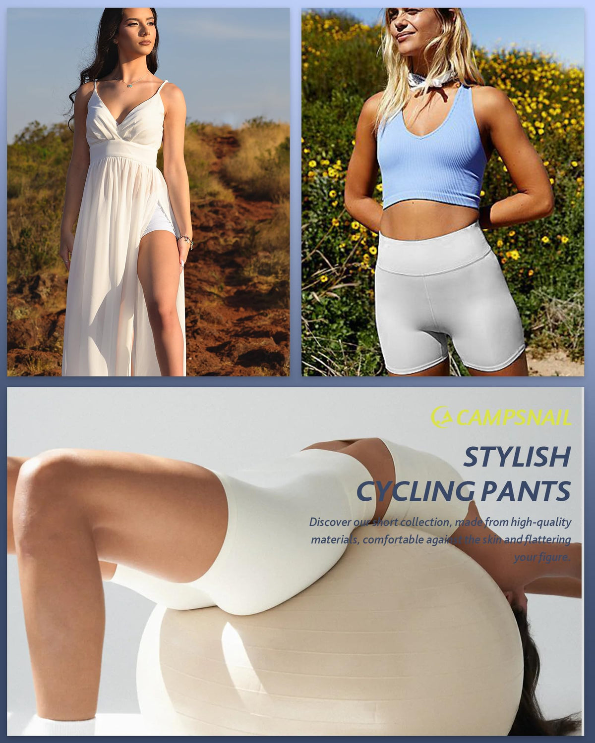 CAMPSNAIL White Workout Biker Shorts Women - 3"/5"/8" High Waisted Tummy Control Spandex Booty Volleyball Shorts for Yoga Dance X-Small 3IN