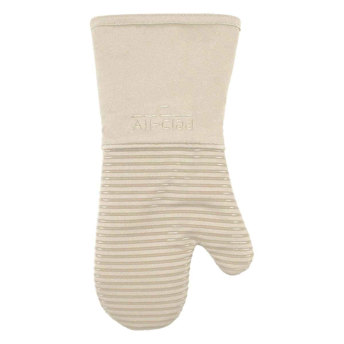 All-Clad Silicone Oven Mitts: Heat Resistant to 500 Degrees - 100% Cotton & Silicone, 14"x7" Pot Holders for Kitchen and Barbeque, 2-Pack, Almond