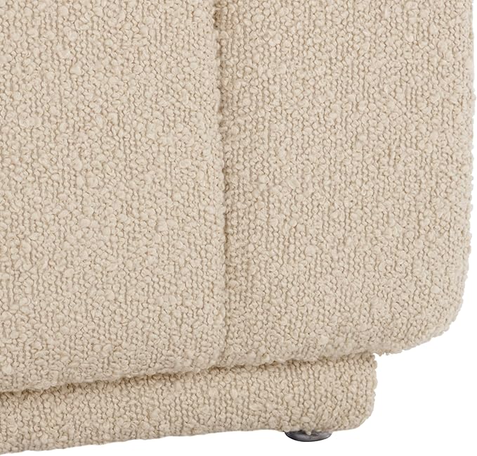 SAFAVIEH Home Collection Joseph Beige Boucle Channel Tufted Square Ottoman Seat Foot Rest (Fully Assembled)
