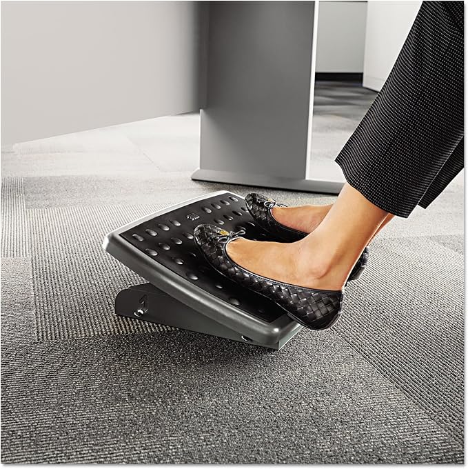 3M Adjustable Foot Rest, 18 Inch Wide Non-skid Platform (FR330) Grey