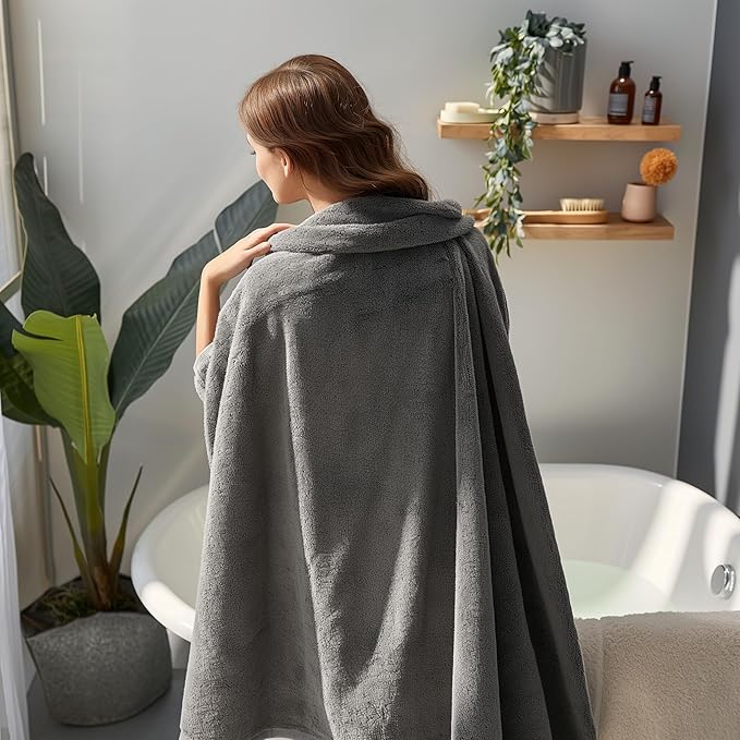 SALBAKOS 100% Turkish Cotton Jumbo Bath Sheet Towel Oversized 40x80 inch | Premium Hotel & Spa Quality, Soft, Absorbent, XL Bath Towels | Made in Turkey (Pack of 1, Gray)