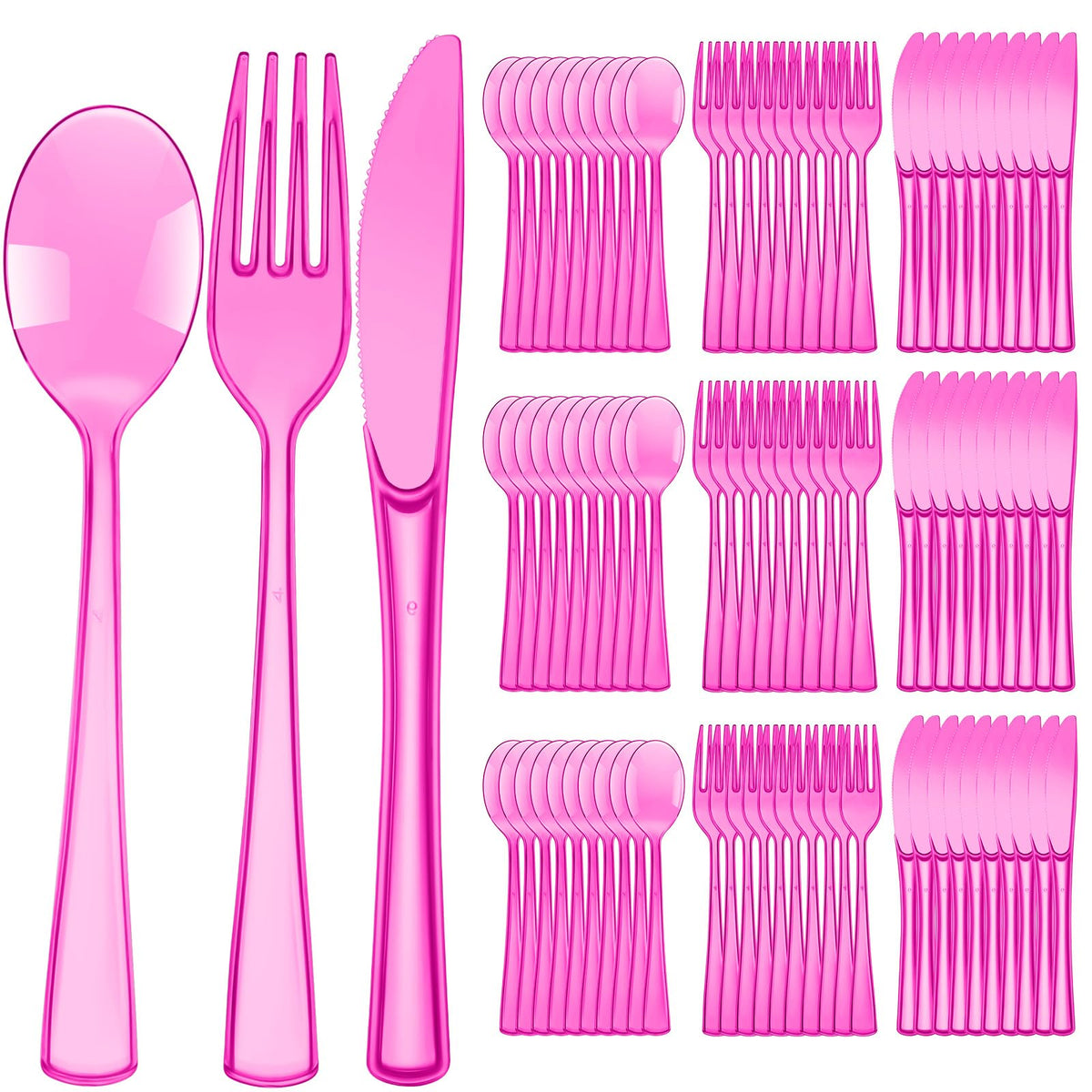 Minatee 150 Pcs Purple Disposable Cutlery Set, Plastic Silverware Set