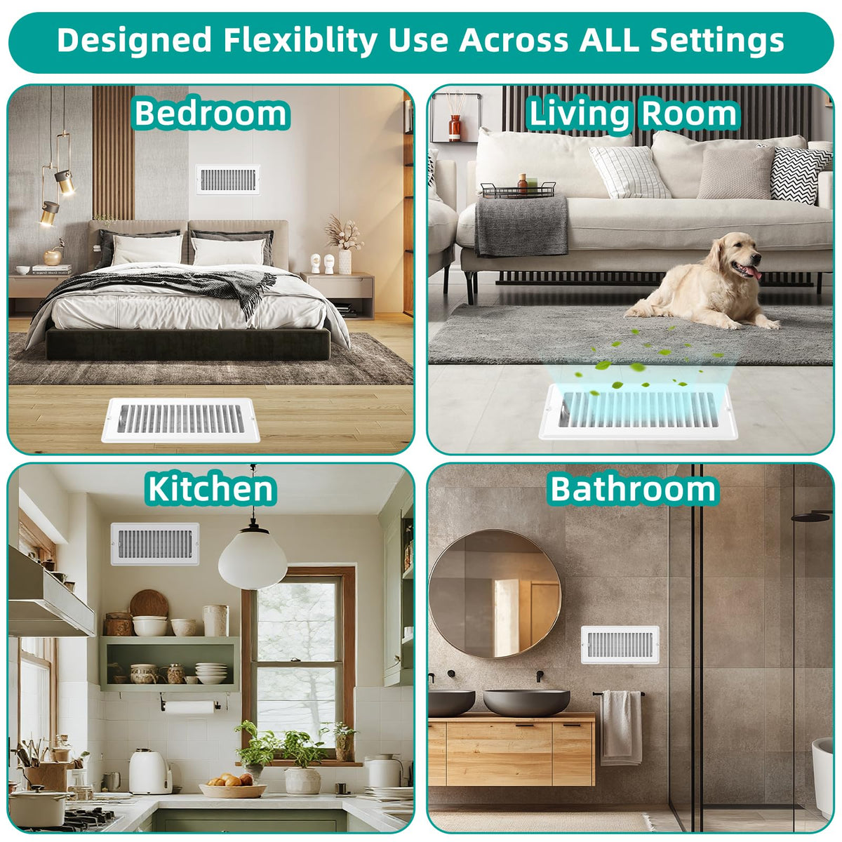 Floor Register 4x10-2 Pack Floor Vent Covers with Screw Walkable Vent Covers for Home Floor Ac Vent Cover Floor Vent Covers Adjustable Airflow HVAC Register Grilles