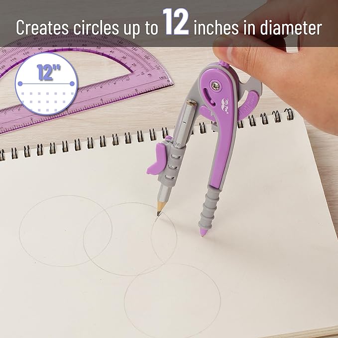 Mr. Pen- Compass and Protractor Set, Math Compass for Geometry and Drawing