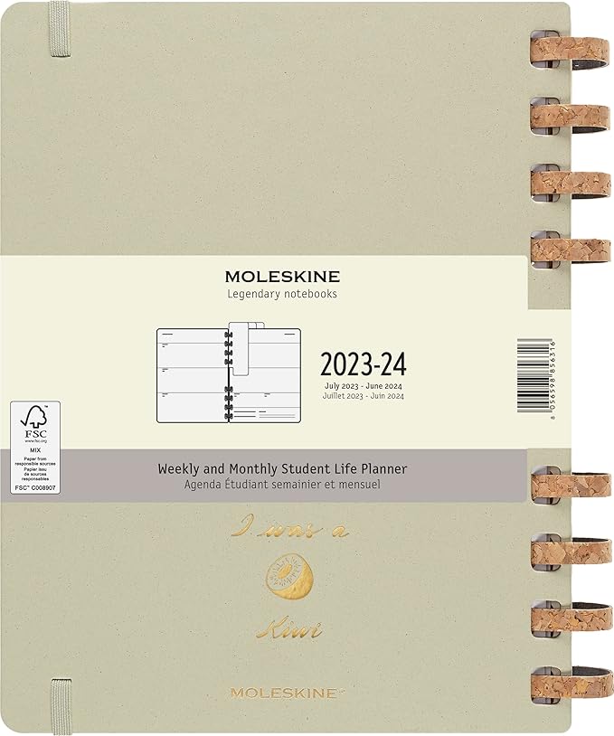 Moleskine 2024 Spiral Academic Planner, 12M, Extra Large, Crush Kiwi, Hard Cover (7.5 x 10)