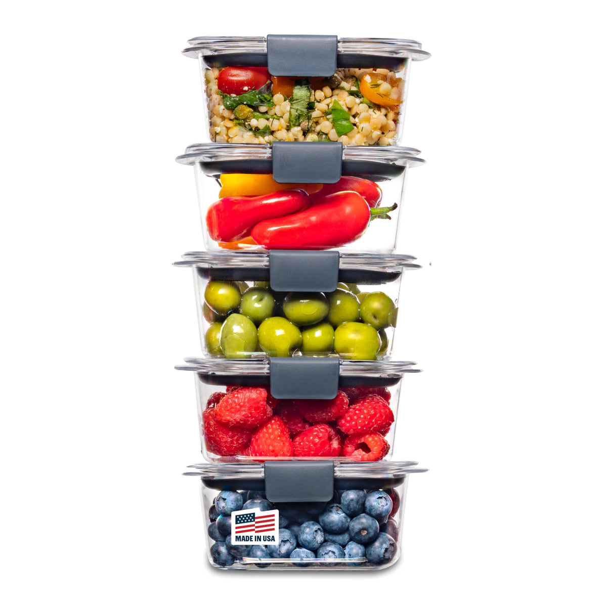 Rubbermaid Brilliance BPA Free Airtight Food Storage Containers with Lids, Set of 4 (4.7 Cup) Ideal for Lunch, Meal Prep, and Leftovers