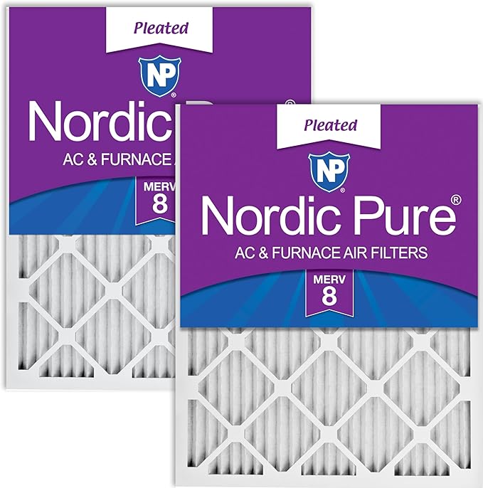 Nordic Pure 16x25x1 Pleated MERV 8 Air Filters 2 Pack