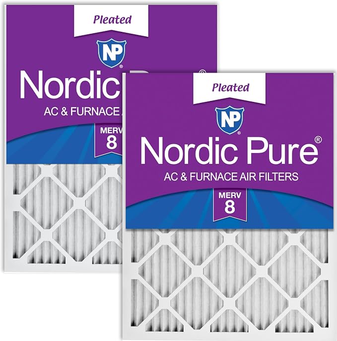 Nordic Pure 20x20x1 Pleated MERV 8 Air Filters 2 Pack