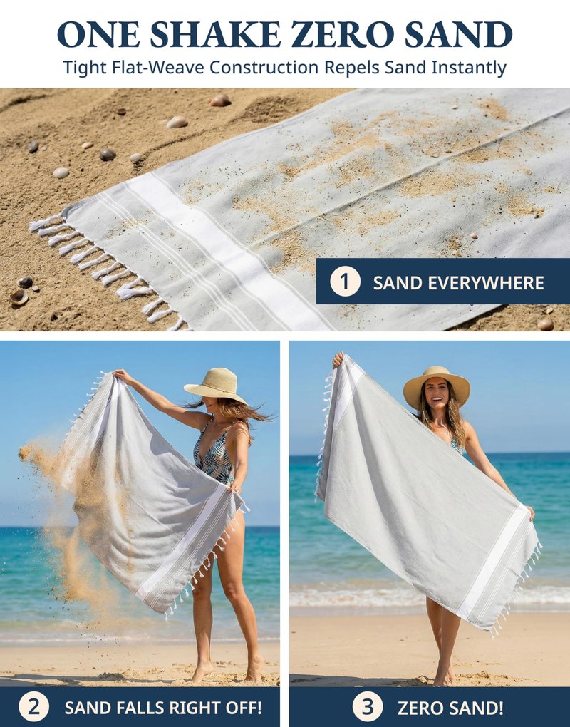 LANE LINEN Turkish Beach Towels Set of 12, Oversized Beach Towel, Lightweight Beach Essentials for Women, Large Pool Towel, Absorbent & Quick Dry, Sand Free Beach Towel, 39"x71" - Dazzling Dozen