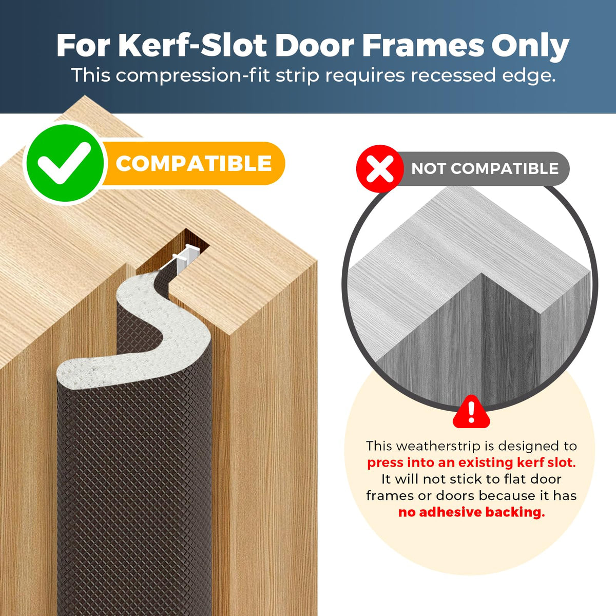 60FT Weather Stripping Door Seal, Kerf Style Foam Strip for Large Gaps, with Scraper Tool for Exterior and Interior Frames, Brown