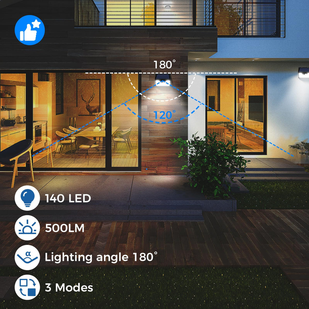Peasur Solar Lights Outdoor Waterproof [12 Packs/140 LEDs], 3 Lighting Modes Solar Motion Sensor Light Outdoor, Ultra Bright Security Lights Outdoor Solar Lights for Outside Fence Yard Patio Deck