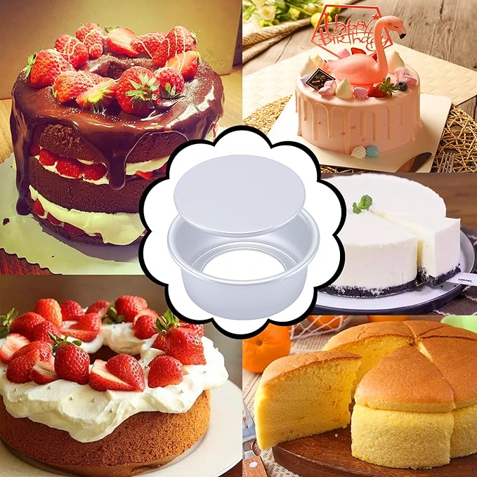 6 Inch Cake Pans Set of 4, Nonstick Aluminum Pans with 100 Parchment Paper