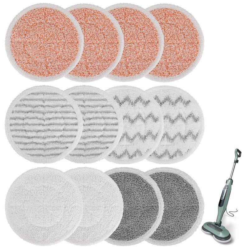Pads for Shark Steam Scrub Mop: 12 Pack Spin Mop Refills Fit for Shark S7000 S7001 S7000C S7201 S7000AMZ S8201 S8001 Steam and Scrub Pads - Hard Floor Steam Mop Washable Pads S7001TGT