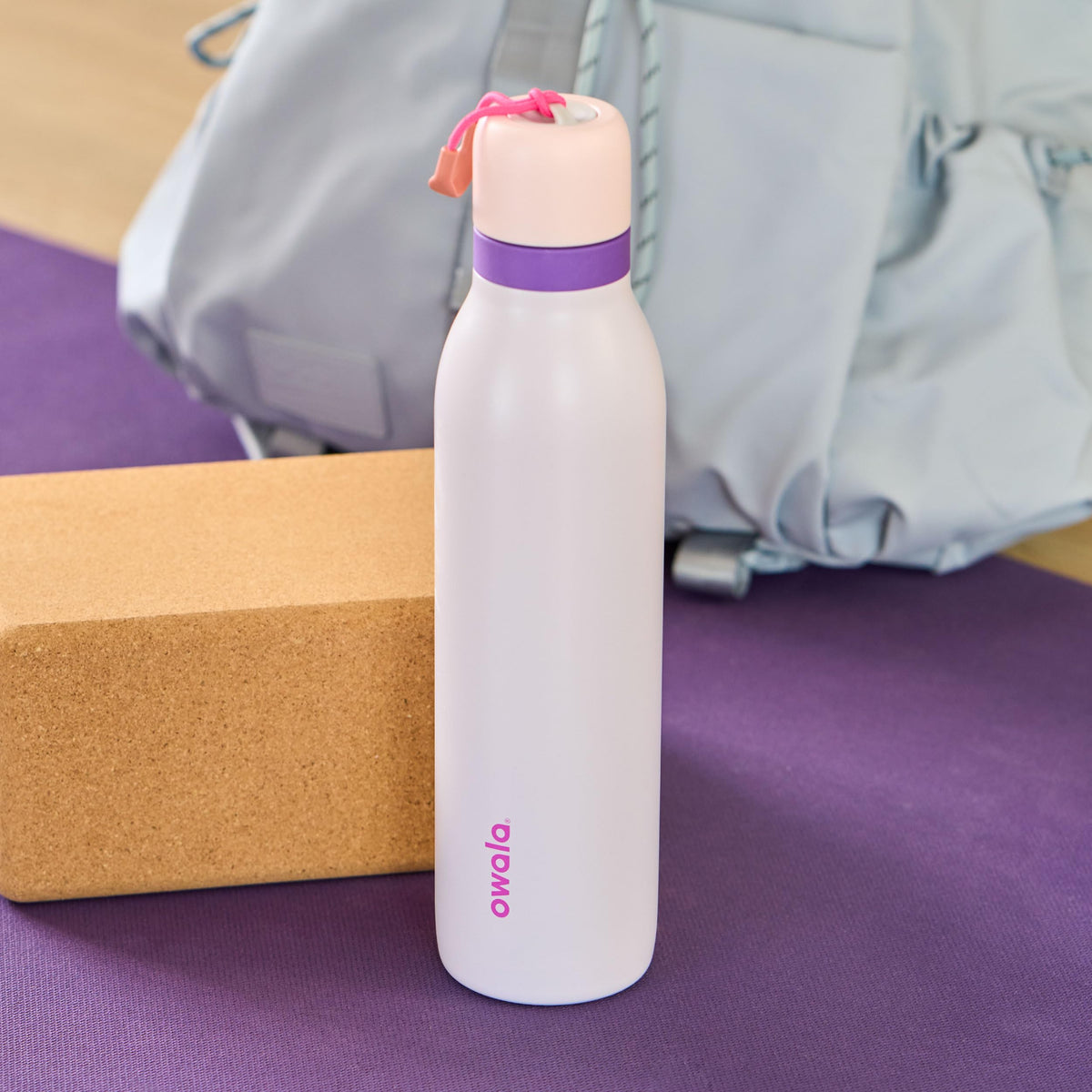 Owala FreeSip Twist Insulated Stainless Steel Water Bottle with Straw for Sports and Travel, BPA-Free, 18-oz, Pink/Purple (Dreamy Field)