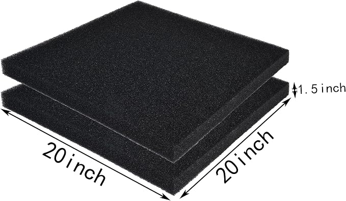 Hipanda 2 Pack Aquarium Bio Filter Sponge Pad 20"x20"x1.5", Bio Filter Media
