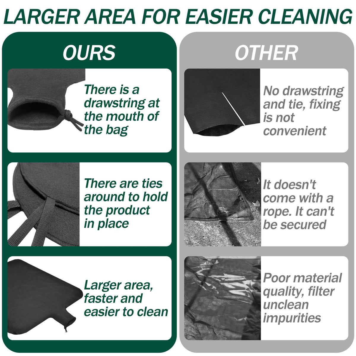 5 x 10ft Dewatering Bags with Drawstring Extra Large Dewatering Filter Bag Silt Oil Sludge Sediment Filter Bag Non Woven Geotextile Fabric Filter Bags for Construction Sites Dredging