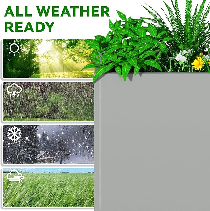 Tall Metal Planter Box, 30" L x 10" W x 24" H Large Outdoor Planters with Drainage & Adjustable Shelf, Heavy Duty Steel Rectangular Planter for Patio, Balcony, Indoor(Gray)