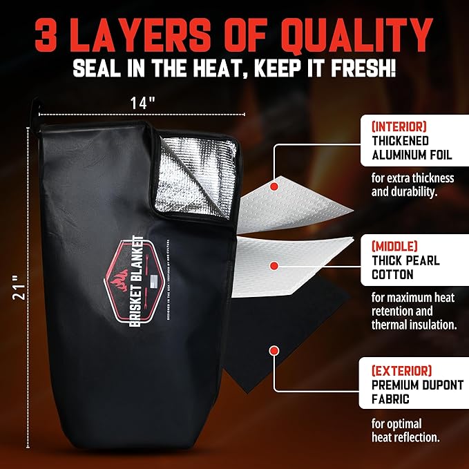 The Original Brisket Blanket™ - BBQ Blanket for Resting Meat | Heavy Duty Insulated Smoker Bag with Wide Mouth | Reusable BBQ Accessories for Meat, | Meat Warmer & Gift for Men, Grilling & Smoking