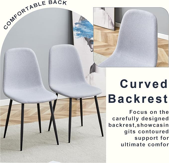 Round Dining Table Set for 4, 45IN Kitchen Table Set with Faux Marble Table Top and PU Upholstered Chairs, Modern Dinner Table with Chairs Set for Dinning Room, Living Room