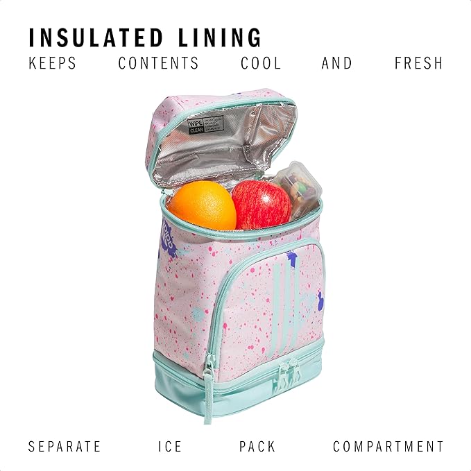 adidas Excel Insulated Lunch Bag, Cooler with Zipper, Pocket for Ice Pack, and Clip, Temperature Control Insulation