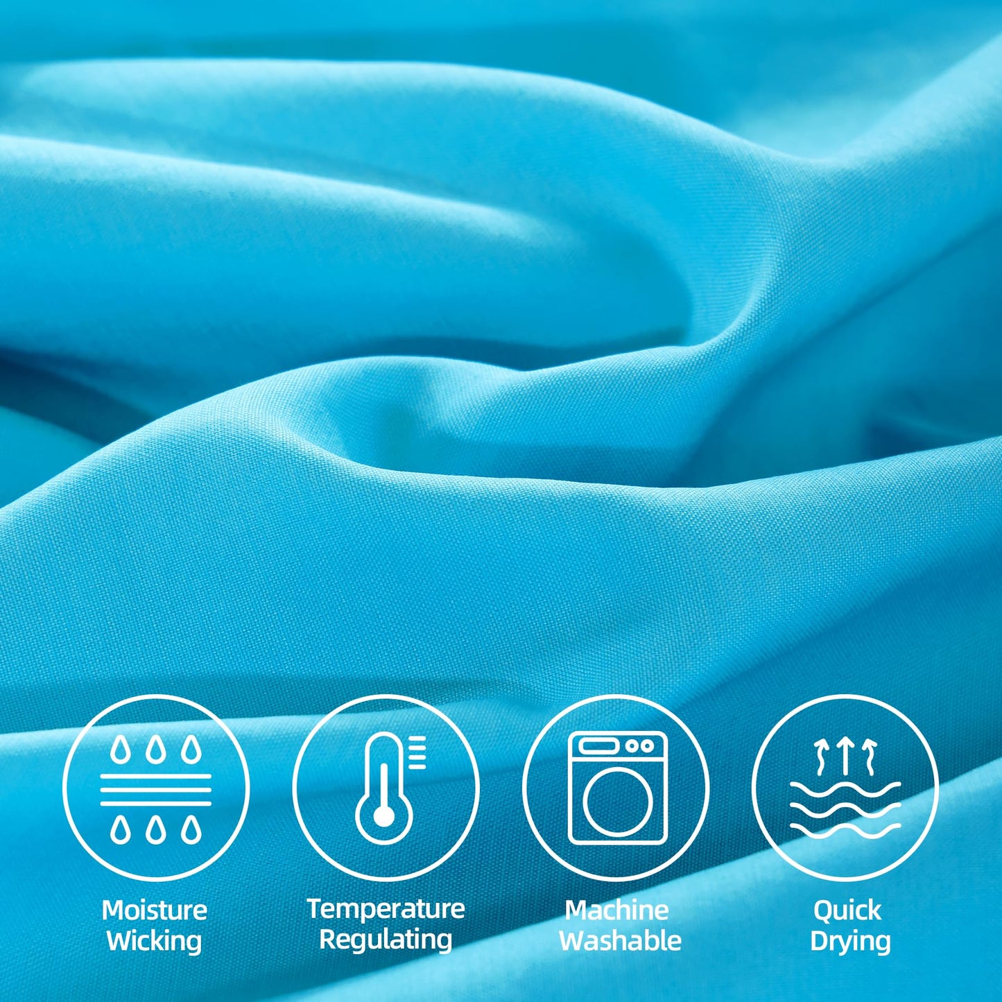 4 Piece Queen Size Sheet - Cooling Bed Sheets Set, Blend Rayon Derived from Bamboo, Breathable Soft Hotel Luxury Bedding & Pillowcases, Silky Fit 16 inch Extra Deep Pocket, Oeko-Tex - Aqua