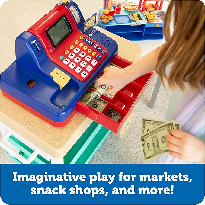 Learning Resources Pretend & Play Teaching Cash Register - Math Games, Shopping Grocery Store Playset, Fine Motor Skills, Gifts For Boys and Girls