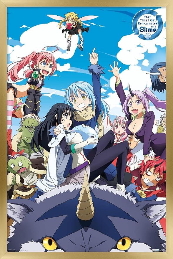 Trends International That Time I Got Reincarnated As A Slime - Group Wall Poster, 22.375" x 34", Gold Framed Version