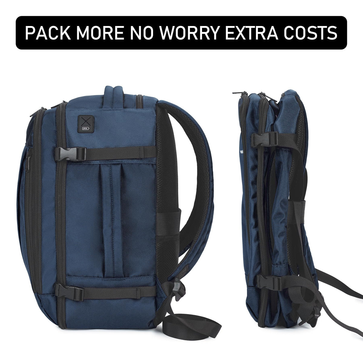 ECOHUB Travel Backpack 18x14x8 Spirit Airlines Personal Item Bag Carry On Backpack 13 Pockets Large Work Casual Daypack for men Airline Approved Waterproof Gym Backpack with Charging Port, Blue