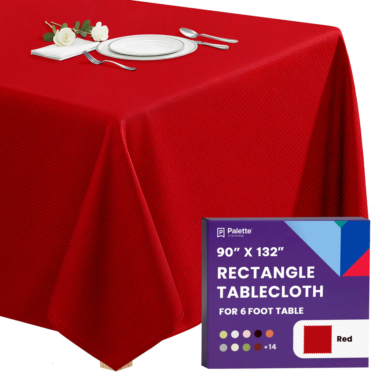 Gee Di Moda Rectangle Tablecloth - 90 x 132 Inch Black Table Cloth for 6 Foot Tables with Floor-Length Drop - Heavy Duty Washable Fabric for Holiday Party, Dinner, Weddings & Baby Shower
