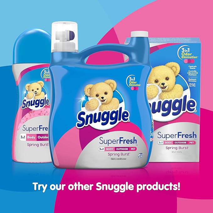 Snuggle Plus Super Fresh Liquid Fabric Softener, Spring Burst, 31.7 Fluid Ounce