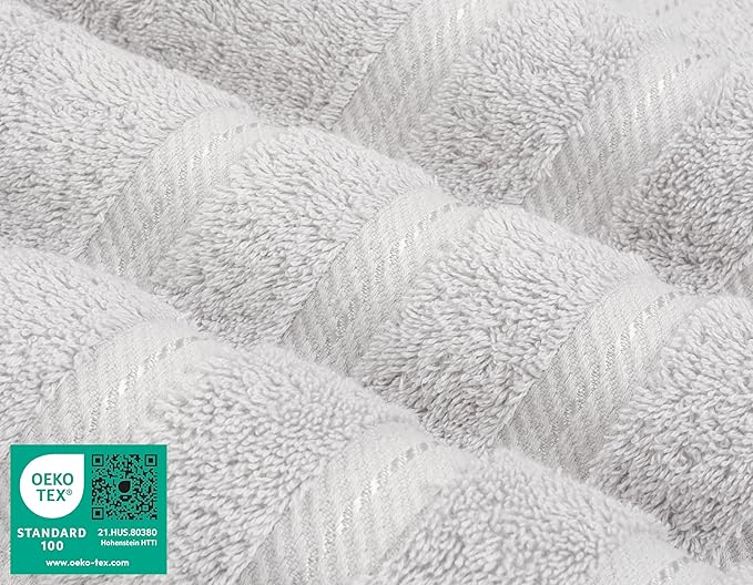 American Soft Linen Luxury 4 Piece Bath Towel Set, 600 GSM 100% Cotton Turkish Bath Towels for Bathroom, 27x54 in Large Bathroom Shower Towels, Silver Grey