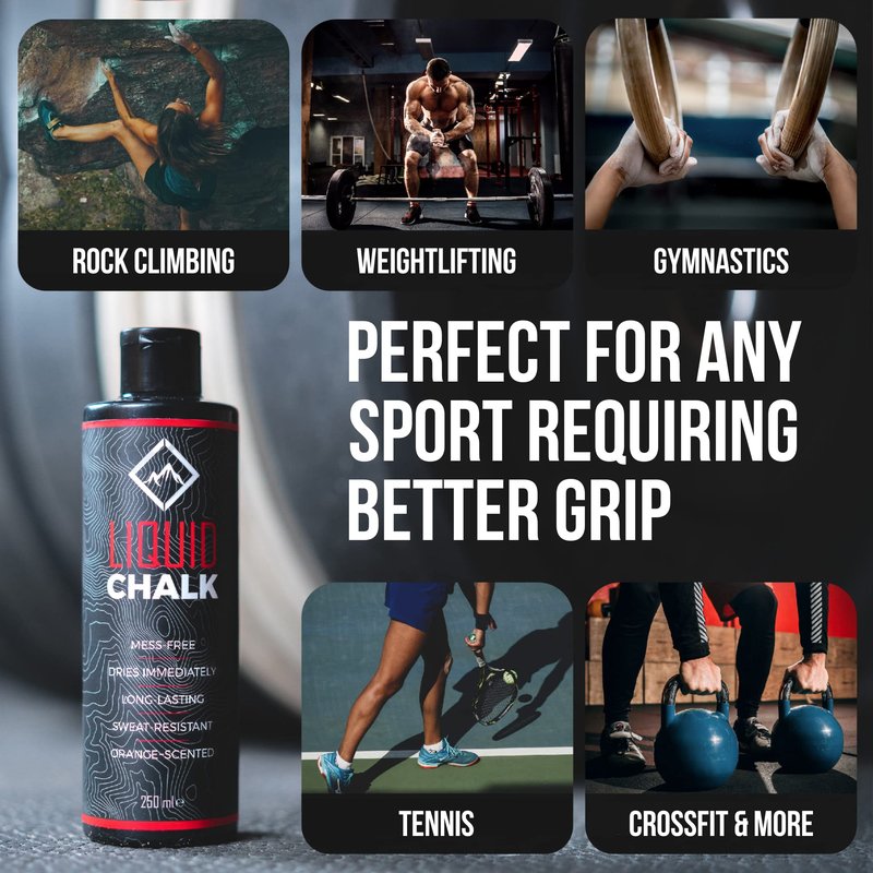 Liquid Chalk for Rock Climbing, Weight Lifting, Gymnastics - Liquid Grip for Workout Training - Climbing Chalk & Lifting Chalk for Weightlifting - Liquid Gym Chalk (400ML)