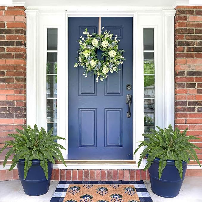 Ferns Artificial Plants 2 Pack Faux Ferns for Outdoor Planter Large Fake Ferns Look Real Artificial Ferns with 86 Fronds Hanging Boston Fern Fake Plant Shrubs for Home Farmhouse Garden Porch Decor