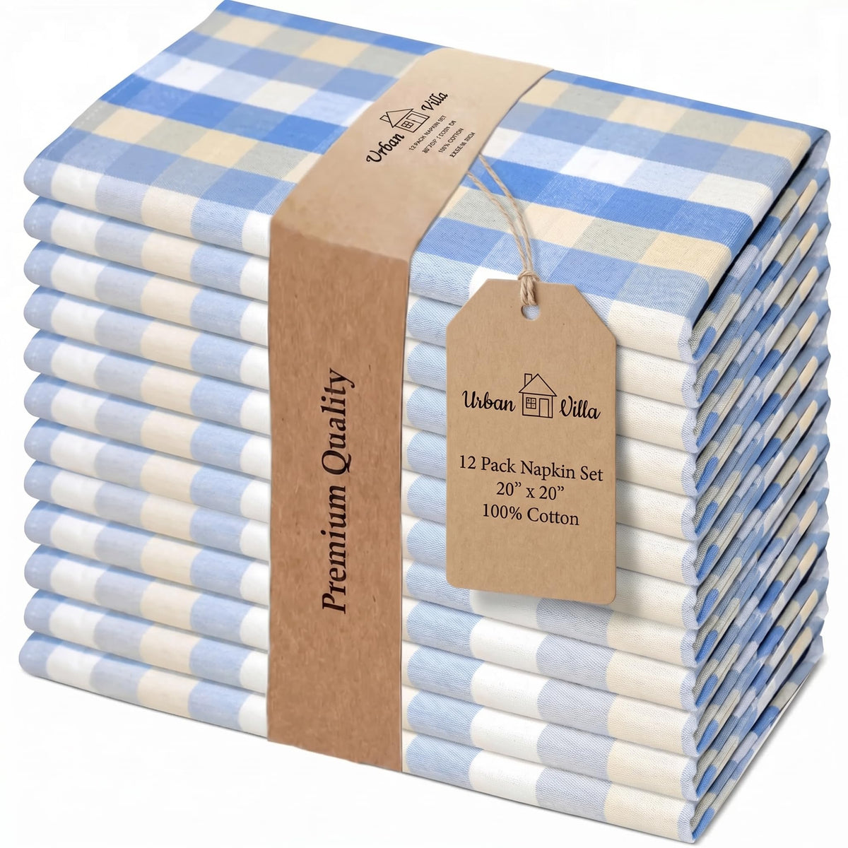 Urban Villa Cloth Napkins Cotton 20x20 (Set of 12) Rust