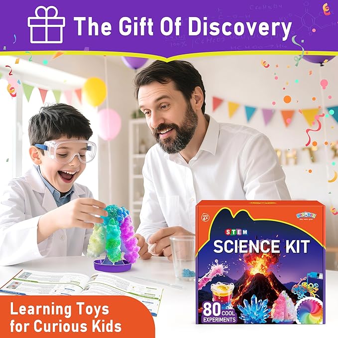 BenBen Science Kits for Kids Age 5-8, 80 Experiments Educational Toy, STEM Toys for 6 7 8 Year Old Boys Girls Birthday Gift, Volcano Science Kit, Chemistry Set for Homeschooling