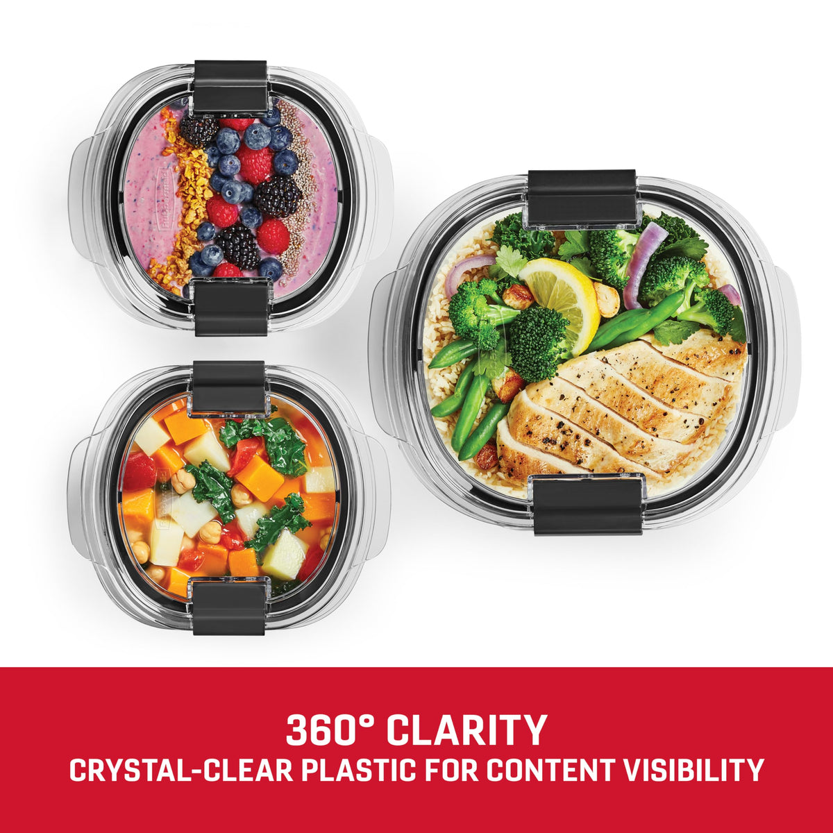 Rubbermaid Brilliance® Round and Rectangular Leak Proof Food Storage Containers, 12 Piece Set