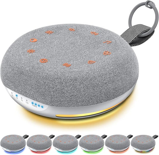 FUNYKICH White Noise Sound Machine, Portable Sound Machine for Sleep with 40 Soothing Sounds, Battery Indicator, Timer & Night Light, Sound Therapy White Noise Machine for Adults Baby Kids