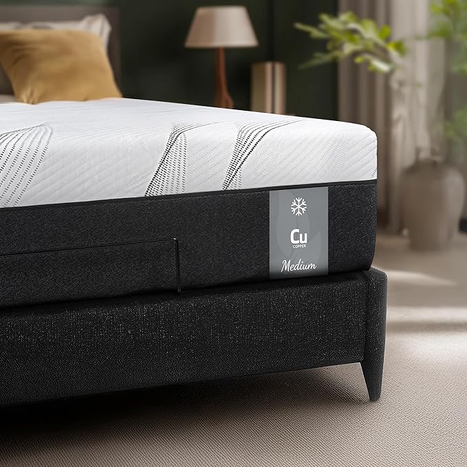 Life Balance Hybrid Twin Mattress 12 Inch, Made in USA, Medium, Individual Pocket Coils & Copper Gel Memory Foam， Hypoallergenic & Odorless, Motion Isolation & Pressure Relief, Mattress in a Box