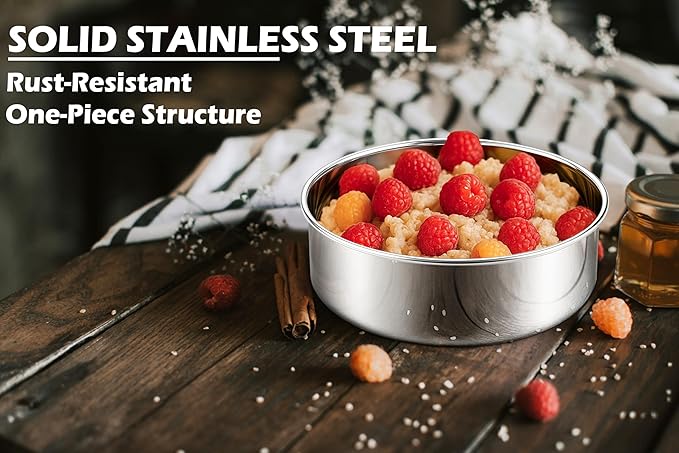 Leonyo Stainless Steel Round 8 Inch Cake Pans Baking Bakeware,3 Pack