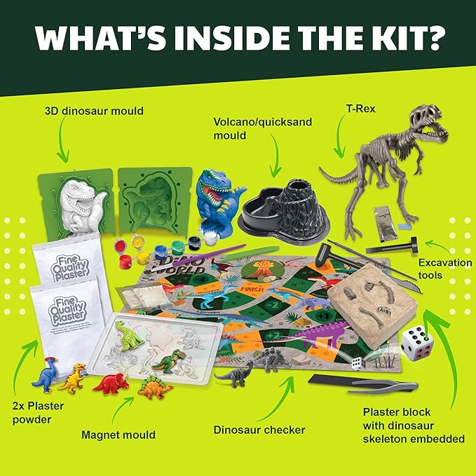 4M | STEAM Dinosaur World Exploration| Hands-On Science Kit with Dinosaur Figures & Fossil Experiments for Kids Ages 5+ - Educational Paleontology Toy Gift