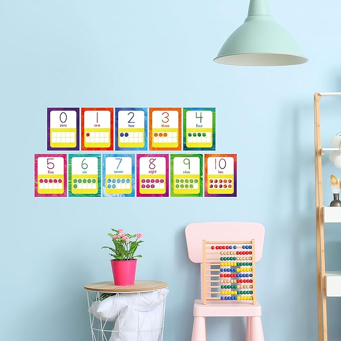 64 PCS Educational Cards, Laminated Water/Tear Proof Preschool Learning Posters Include Alphabet Numbers Colors & 2D/3D Shapes, Kindergarten Preschool Early Education Cards Home Classroom Decorations