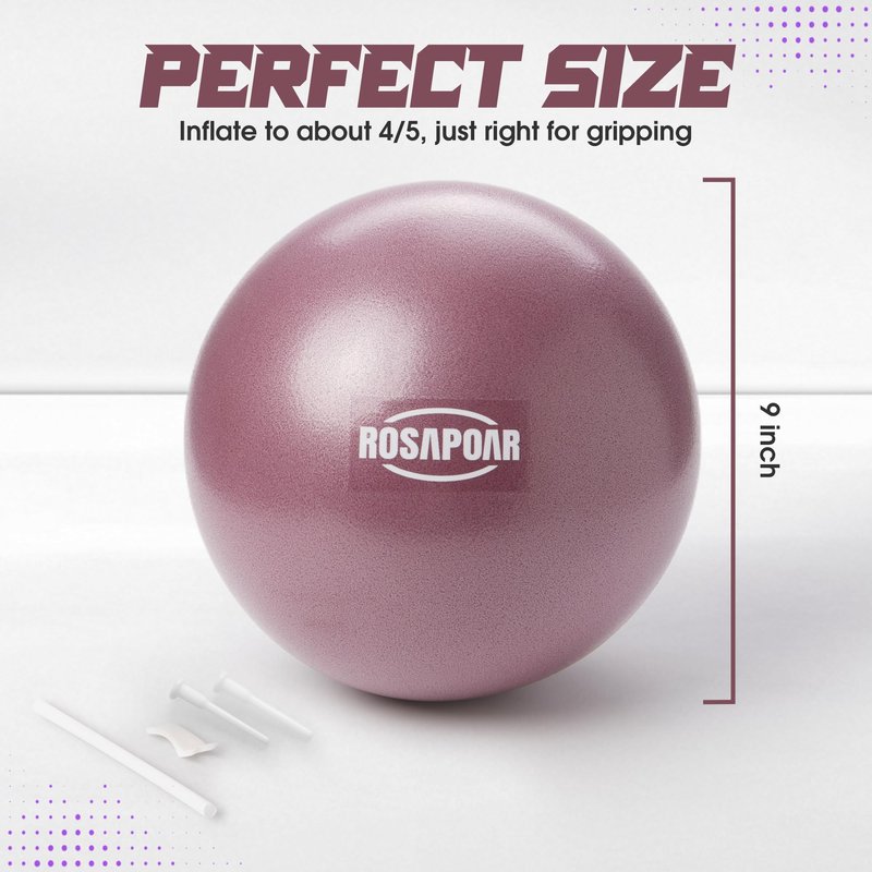 ROSAPOAR Small Exercise Ball - 9 Inch Mini Pilates Ball, Anti-Burst Yoga Ball for Stretching & Core Strength Workout, Physical Therapy & Yoga at Home Gym & Office - Dark Purple