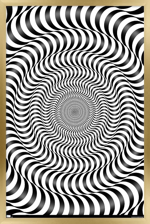 Trends International Zebra Stripe Optical Illusion Wall Poster, 14.725" x 22.375", Gold Framed Version