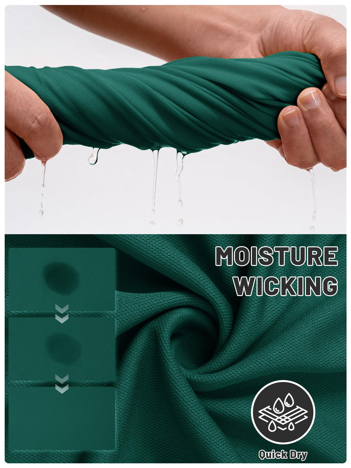 TACVASEN Mens Golf Shirt Dry Fit Mens Polo Shirts Short Sleeve Performance Golf Polos for Men with Collar Work Shirts Emerald Green, XL