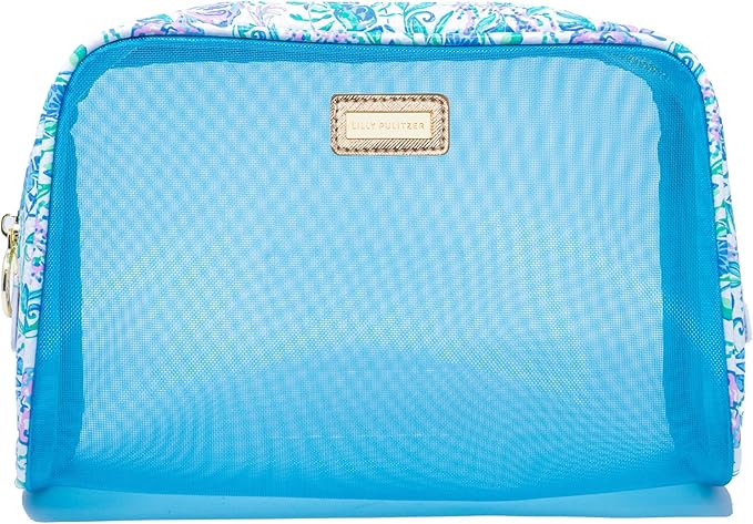 Lilly Pulitzer Clear Zipper Pouch, Cute Pencil Case for Adults, Travel Toiletry Bag, Small Pouch Bag for Supplies, Makeup or Toiletries, Just a Pinch