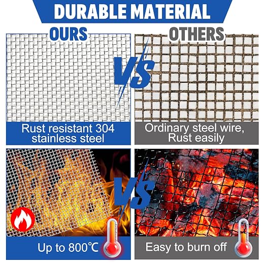 9 Pack 304 Stainless Steel Mesh Screen, Rust Free Woven Wire Mesh, Metal Mesh