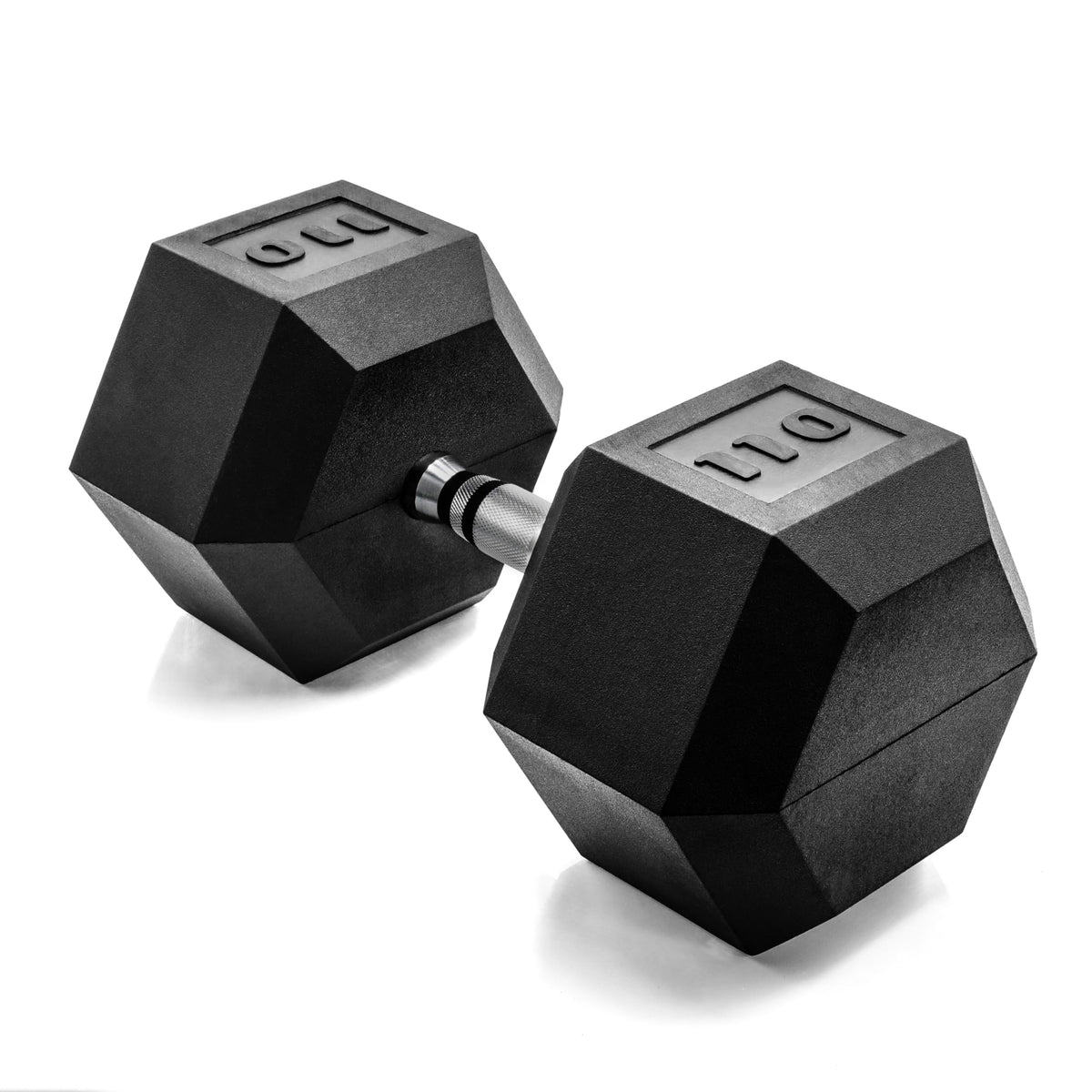CAP 110lb Rubber Coated Hex Dumbbell, Chrome Grip, Free Weights, Single