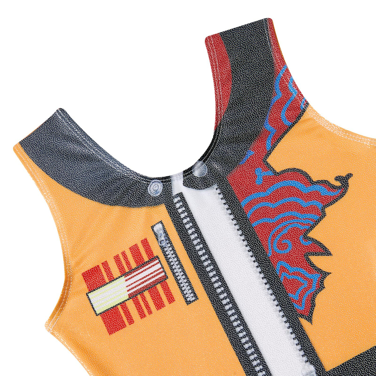 Funnycokid Gymnastics Leotards for Girls Toddler Dance Unitards with Shorts, Golden Blue, 3-4T