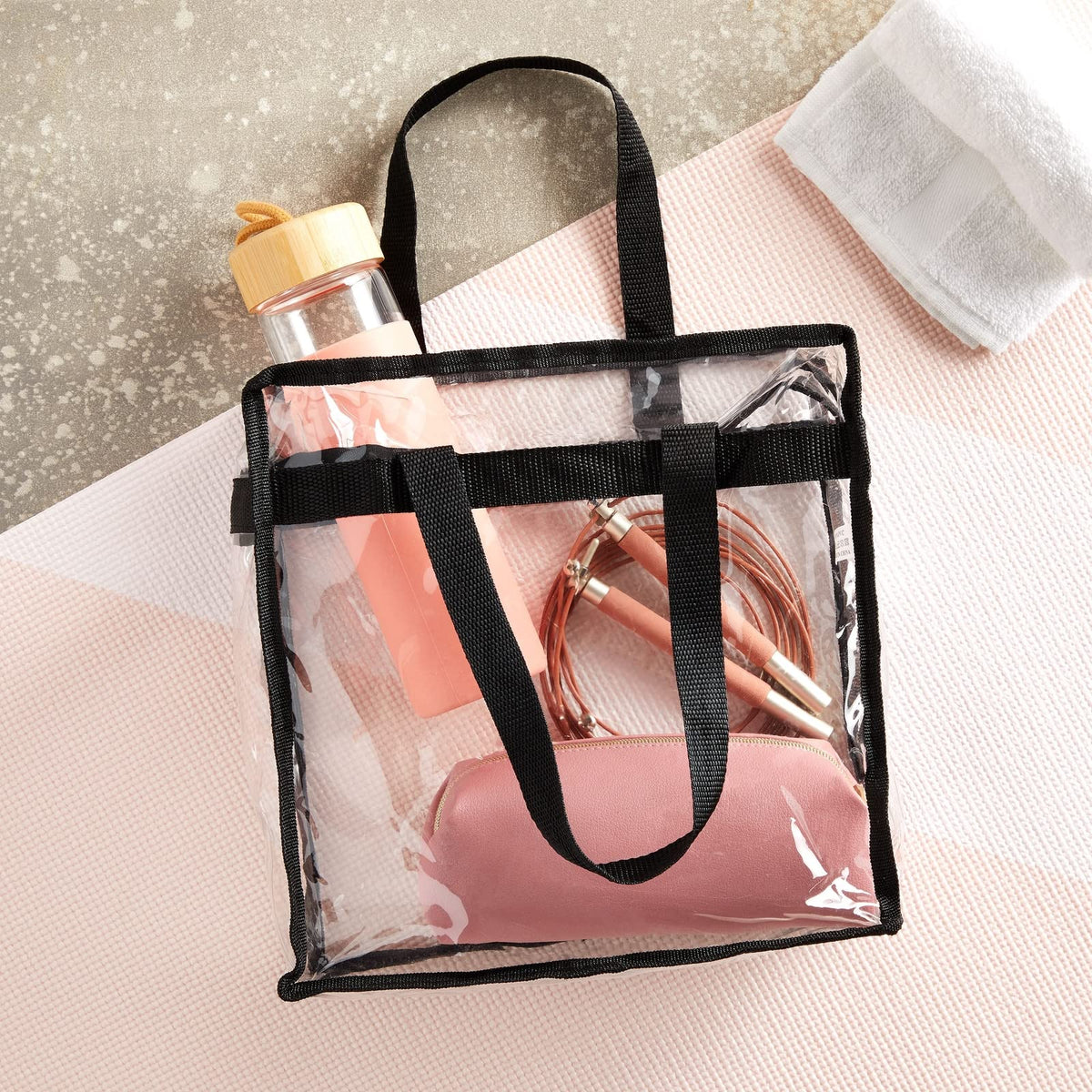 Juvale Stadium Approved Clear Tote - Venue Entry Ready Clear Stadium Bag - PVC Waterproof & Zipper on Plastic Tote Bag - Transparent Purses for Women - 4 Pack, 12 x 6 x 12 in