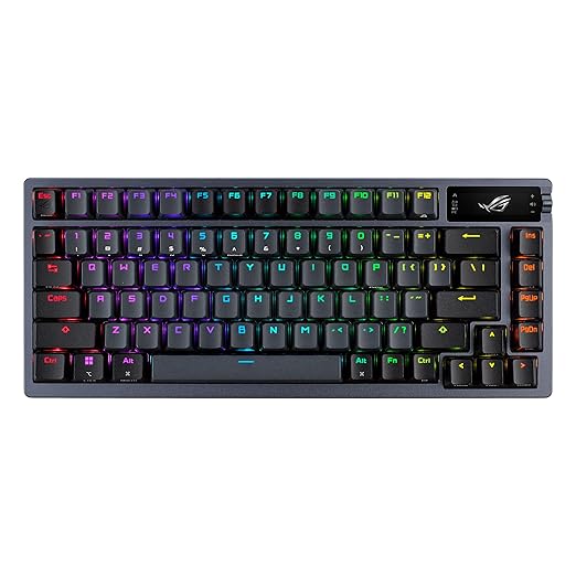 ASUS ROG Azoth Wireless Mechanical Gaming Keyboard – 75% TKL, Tri-Mode Connectivity, Hot Swappable Pre-lubed ROG NX Storm Clicky Switches, PBT Keycaps, RGB, OLED Display, PC/Mac Support - Black